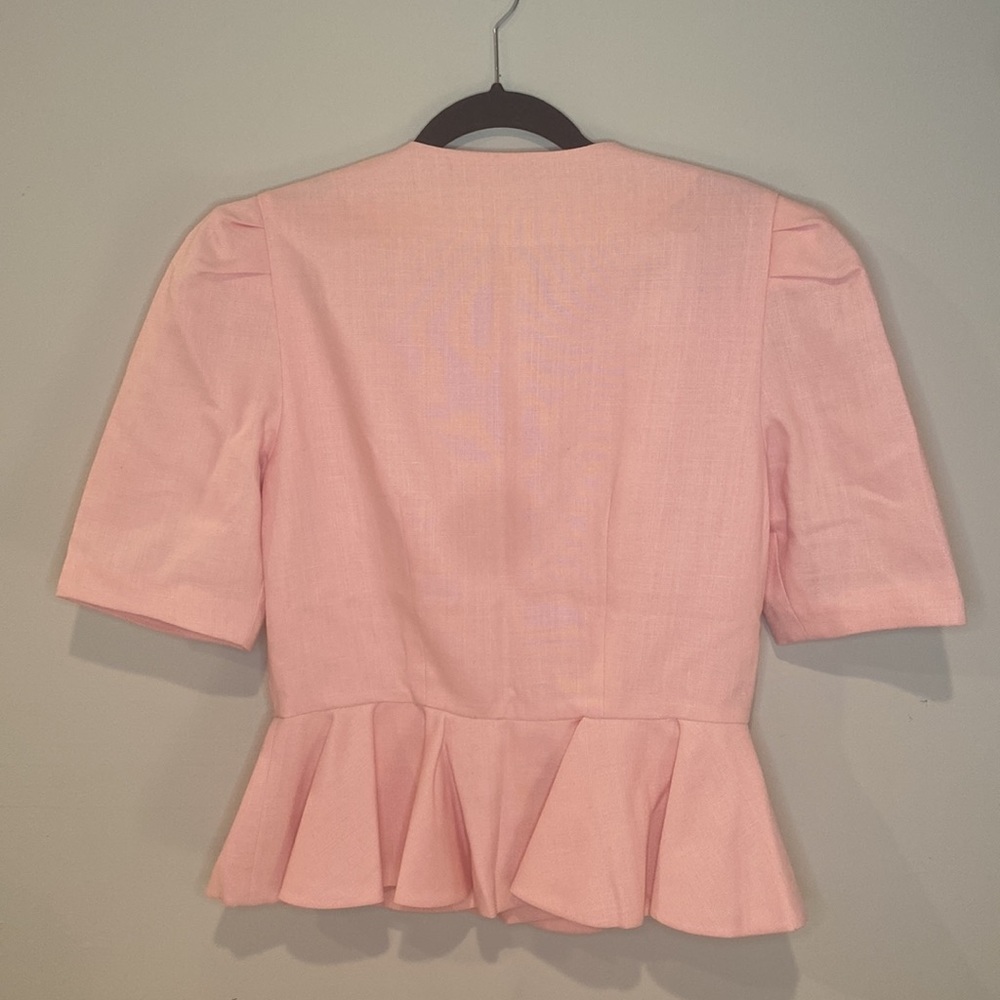 Miss O by Oscar de la Renta Vintage Pink Linen Skirt Suit Set - Picture 6 of 10